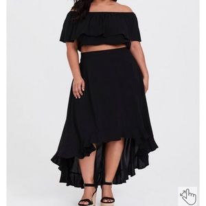 TORRID 4 MAXI CHALLIS OFF-SHOULDER SKIRT CROP TOP SET
